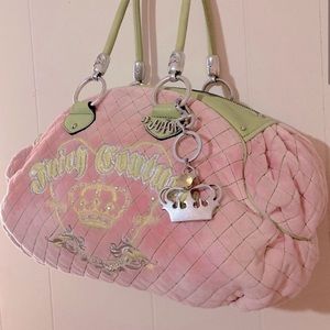 **HOLD** DO NOT BUY VINTAGE JUICY COUTURE PINK/GREEN VELOUR SATCHEL
